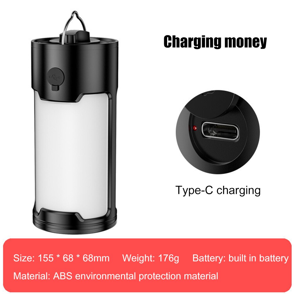 Cheap Goat Tents Portable Camping Lantern USB Type C Recharge IPX4 Waterproof Emergency Light Flashlight Bulb Tent Lamp for Outdoor Power Bank   